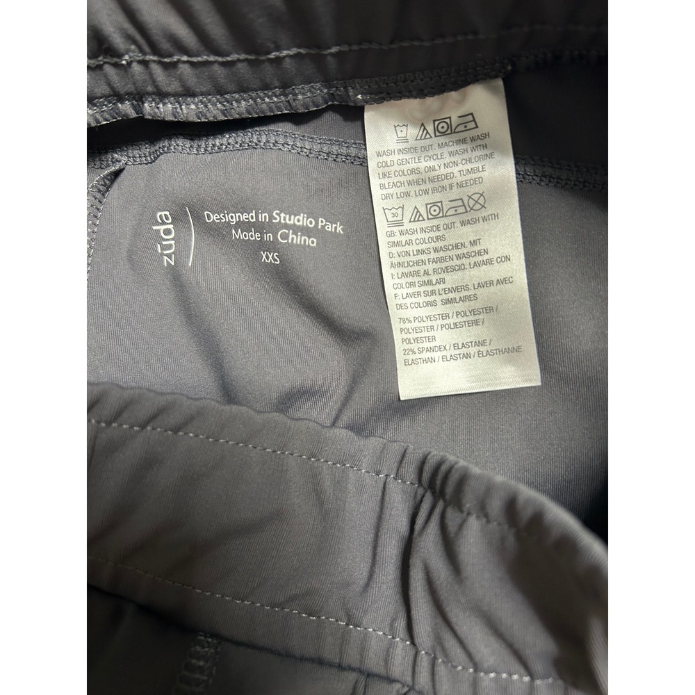 Zuda Gray Activewear Joggers XXS Tapered Stretch Pants with Zipper Pockets